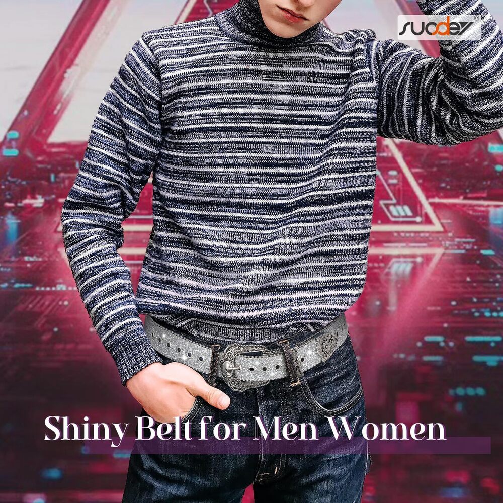 2136 Women Men Western Belt Bling Vintage Star Studded Grommet Cowgirls - Picture 5 of 6